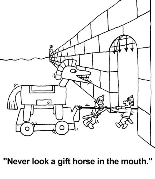 'Never look a gift horse in the mouth.' 