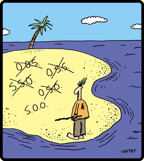 Castaway can't remembers how to write S.O.S.