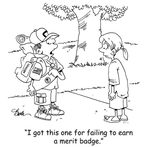 'I got this one for failing to earn a merit badge.'