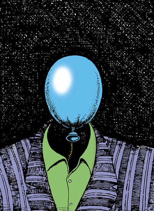 Man with a balloon head.