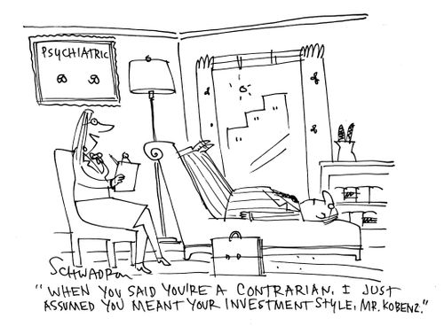 'When you said you're a contrarian, I just assumed you meant your investment style, Mr. Kobenz.'