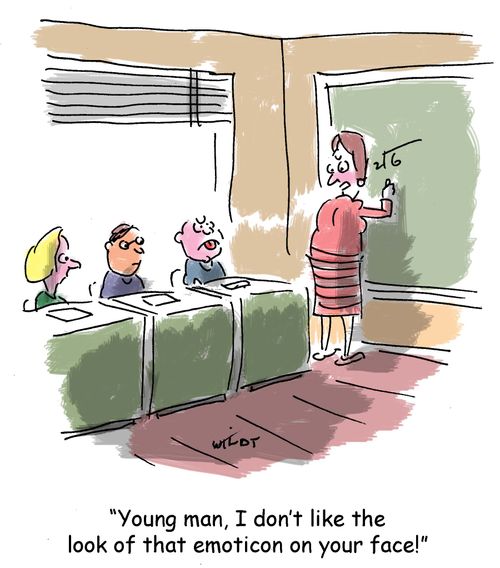 'Young man, I don't like the look of that emoticon on your face!'