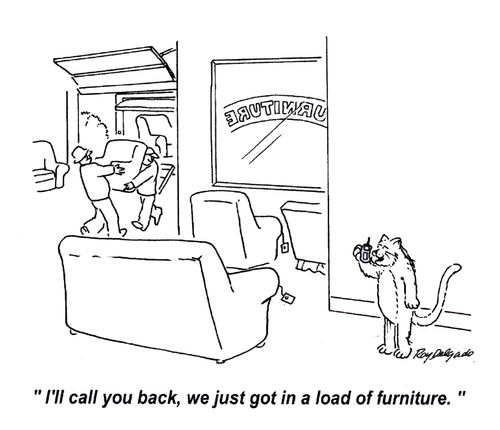 'I'll call you back, we just got in a load of furniture.'