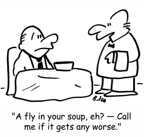 'A fly in your soup, eh? -- Call me if it gets any worse.'