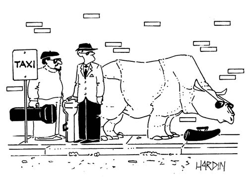 Rhino carrying his horn in a case.