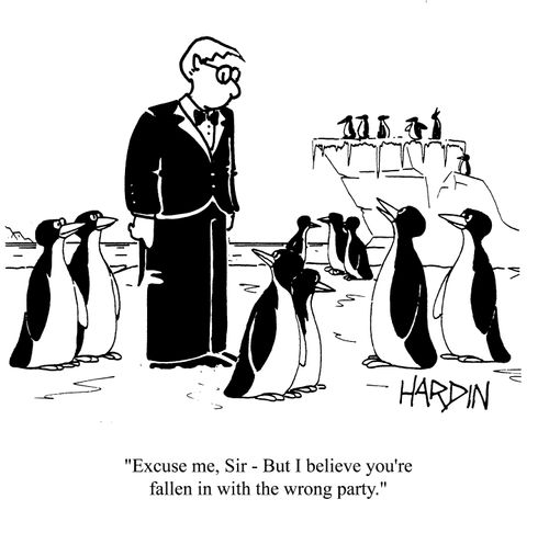 'Excuse me, Sir - But I believe you're fallen in with the wrong party.'