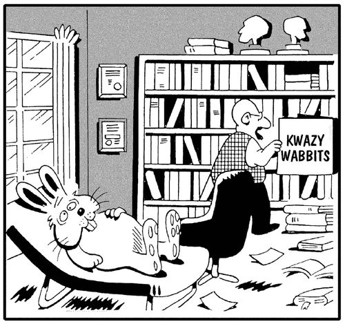 Psychiatrist gets out book entitled 'Kwazy Wabbits'