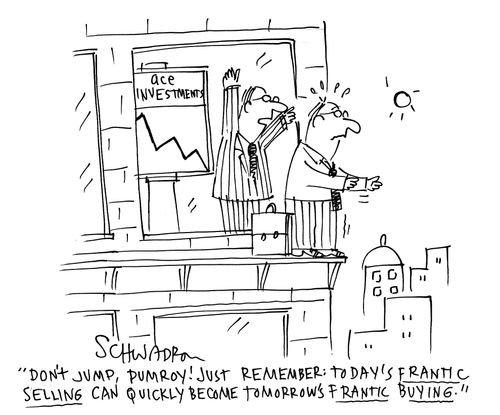 'Don't jump Pumroy! Just remember: today's frantic selling can quickly become tomorrow's frantic buying.'