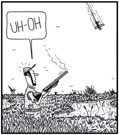 Duck hunter: 'UH-OH' A Duck hunter has accidentally shot down an Airplane
