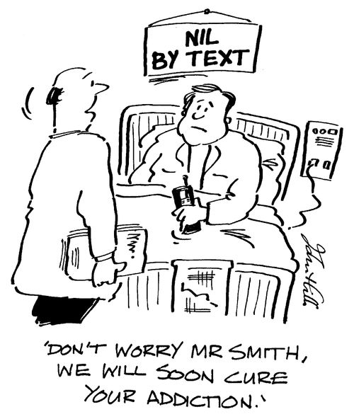 Nil by text - "Don't worry, Mr. Smith, we will soon cure your addiction."