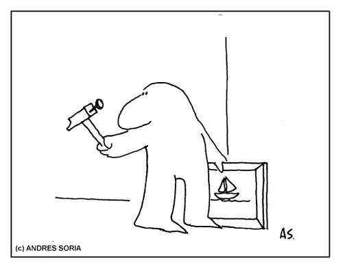 Man with a nail in his hammer