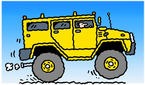 Big yellow sports utility vehicle.