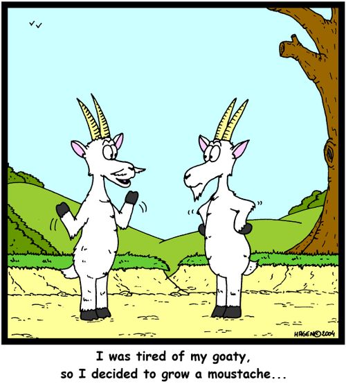 'I was tired of my goaty, so I decided to grow a moustache...'