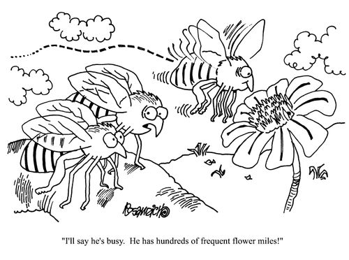'I'll say he's busy. He has hundreds of frequent flower miles!'