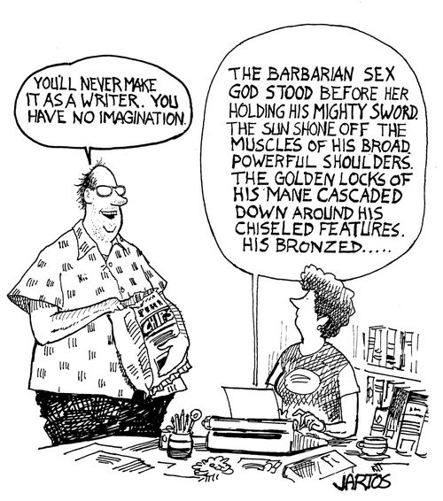 Husband tells wife she'll never make it as a writer, as she has no imagination, while she's busy writing a scenario about her dream husband and dream life.