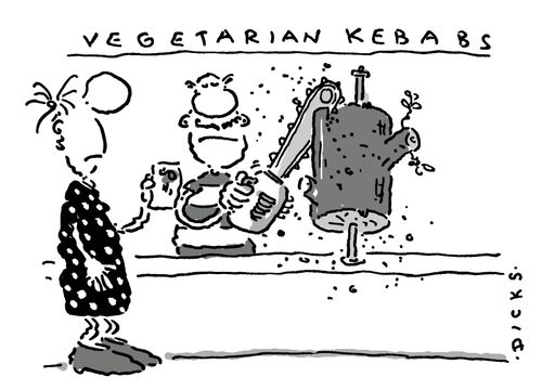 Vegetarian Kebabs (sawing lump of tree trunk).