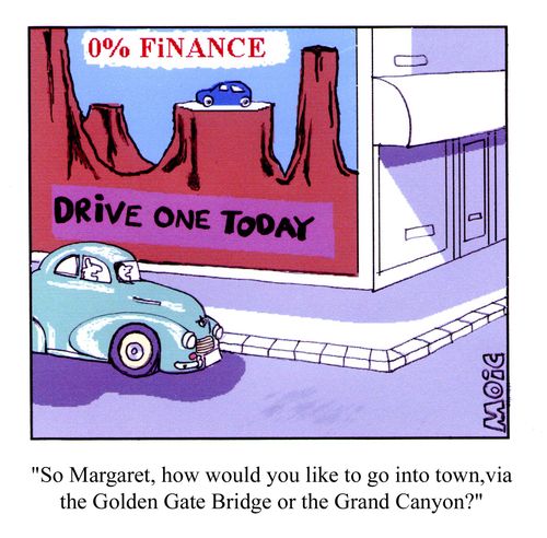 'So Margaret, how would you like to go into town, via the Golden Gate Bridge or the Grand Canyon?'