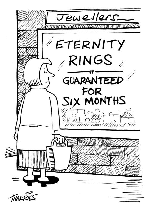 Eternity rings - guaranteed for six months.