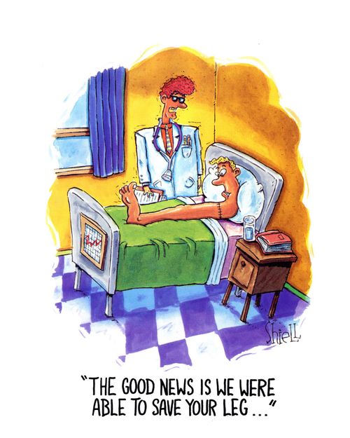 "The good news is we were able to save your leg..."