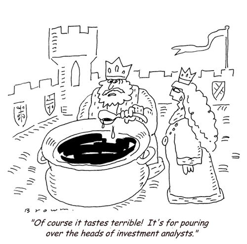 'Of course it tastes terrible!  It's for pouring over the heads of investment analysts.'