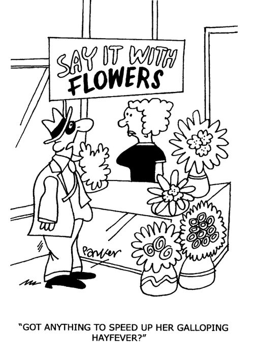 "Got anything to speed up her galloping hayfever?"