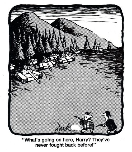 'What's going on here, Harry? They've never fought back before!'