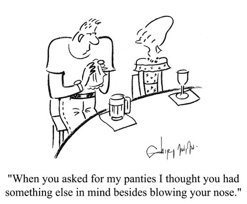 'When you asked for my panties I thought you had something else in mind besides blowing your nose.'