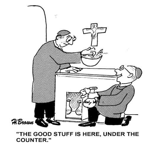 'The good stuff is here, under the counter.'