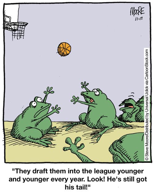 'They draft them into the league younger and younger every year. Look! He's still got his tail!'