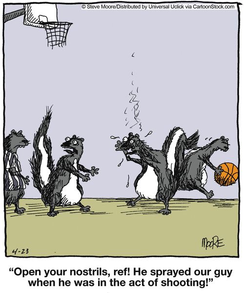 'Open your nostrils, ref! He sprayed our guy when he was in the act of shooting!'