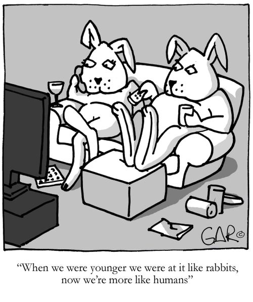 when we were younger we were at it like rabbits, now we're more like humans.