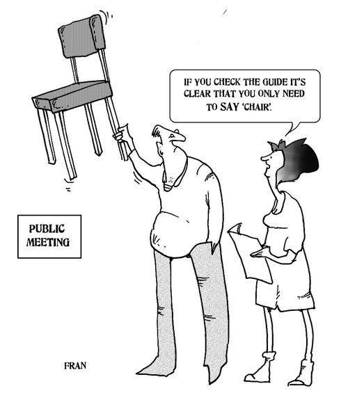 Public Meetings: 'If you check the guide it's clear that you only need to say 'chair'.'
