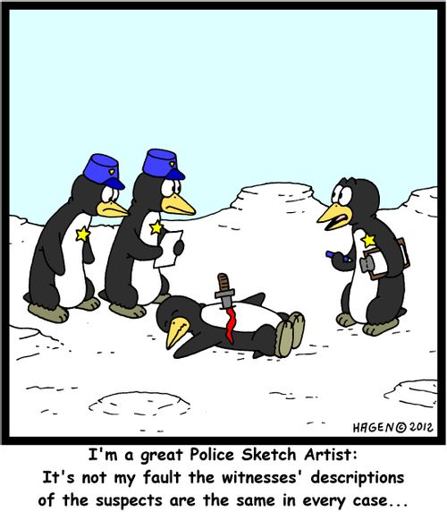 'I'm a great Police Sketch Artist: It's not my fault the witnesses' descriptions of the suspects are the same in every case...'