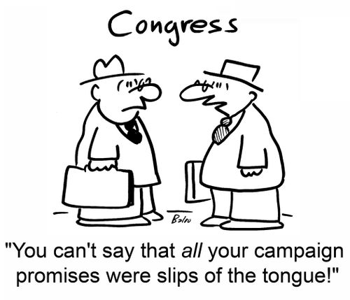 'You can't say that all your campaign promises were slips of the tongue!'