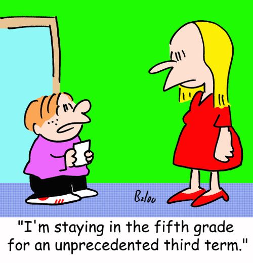 'I'm staying in the fifth grade for an unprecedented third term.'