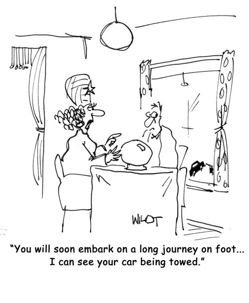 You will soon embark on a long journey by foot...I can see your car being towed.
