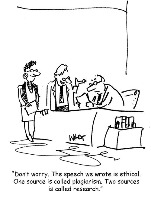 The speech is ethical. One source is plagiarism, two is research.