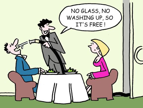 No glass, no washing up, so it's free!