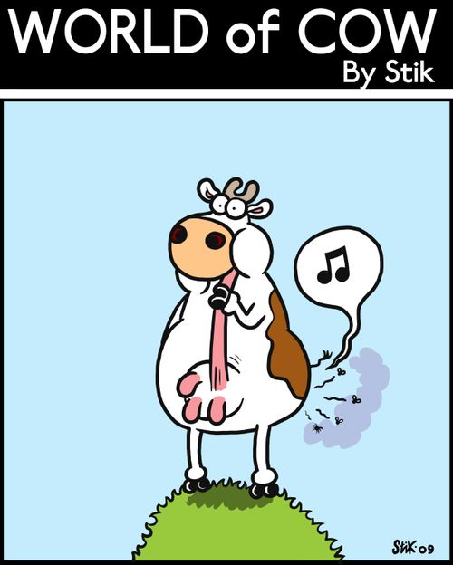 Cow makes beautiful moosic.