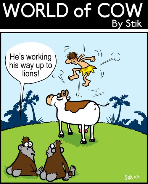 He's working his way up to lions!