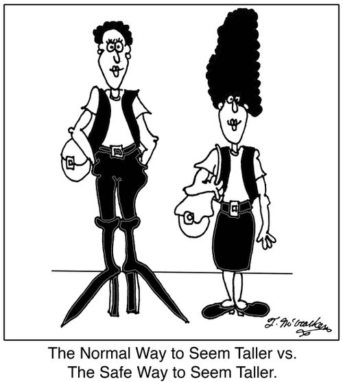The Normal Way to Seem Taller vs. The Safe Way to Seem Taller.