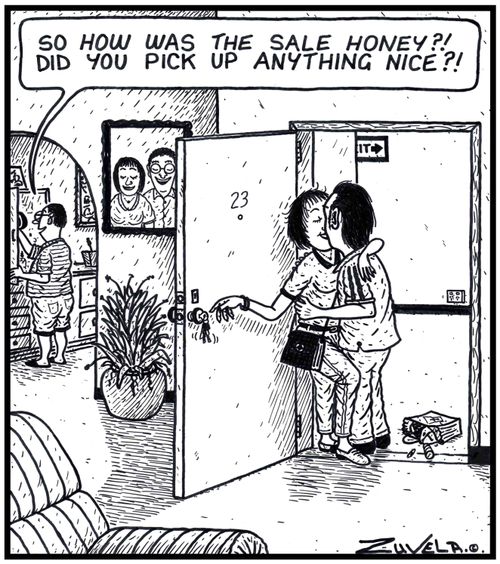 Husband: 'So how was the sale honey?! Did you pick up anything nice?!' 