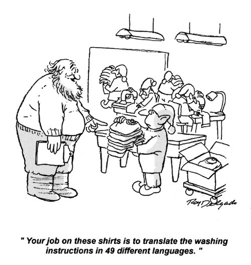 'Your job on these shirts is to translate the washing instructions in 49 different languages.'