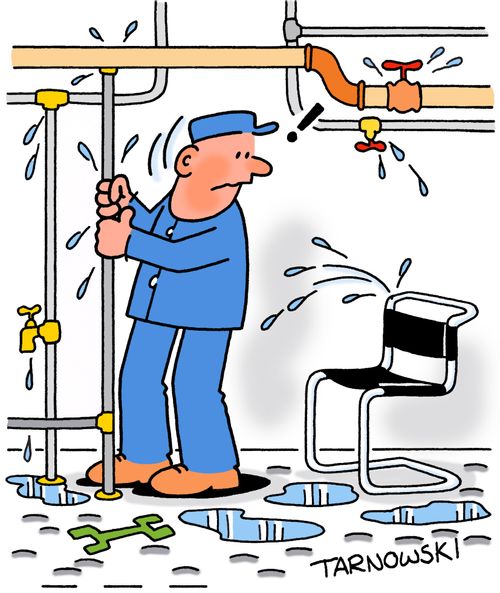 Chair with a leaking pipe.