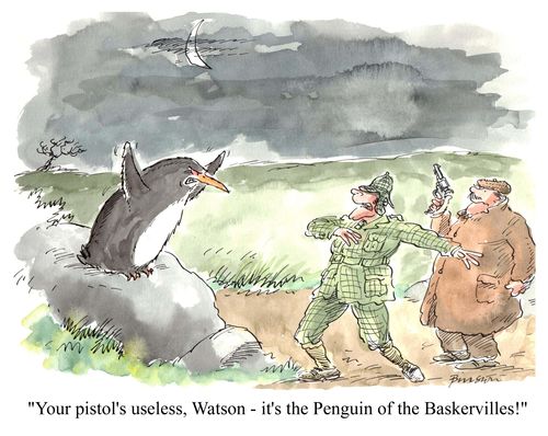 'Your pistol's useless, Watson - it's the Penguin of the Baskervilles!'
