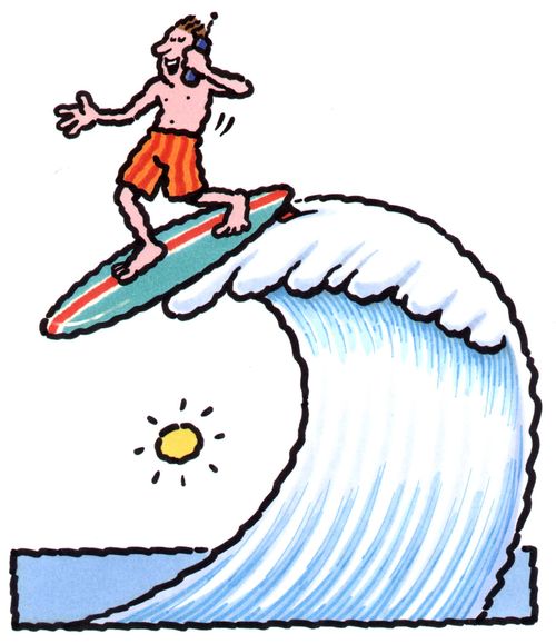 Surfer on his mobile phone.