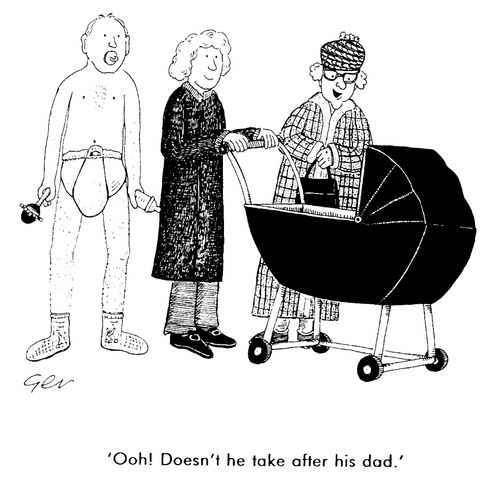People in street, "Ooh doesn't he take after his dad"