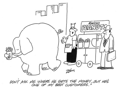 'Don't ask me where he gets the money, but he's one of my best customers.'