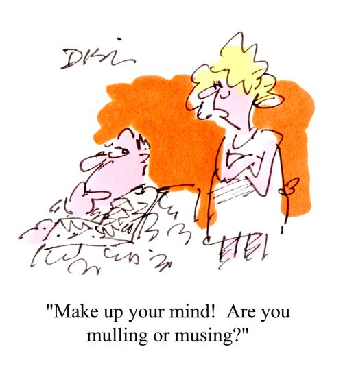 'Make up your mind! Are you mulling or musing?'