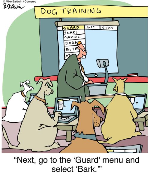 Dog Training - "Next, go to the 'Guard' menu and select 'Bark.'"